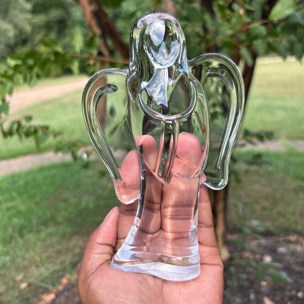 Teleflora Crystal Praying Angel Figurine Clear 24% Lead Bohemian Glass